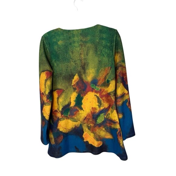 Feratelli Women's Small Multicolor Floral Long Sleeve Scoop Neck Shirt Polyester - Picture 2 of 3